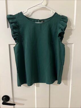 SHEIN Emerald Green Ruffle Sleeve Blouse